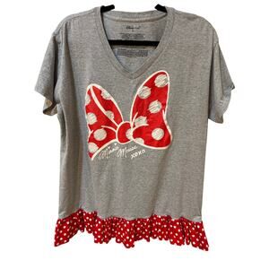Disney Store Minnie Mouse Gray Ruffle Hem T-Shirt Women’s Plus Sz3XL Graphic Tee